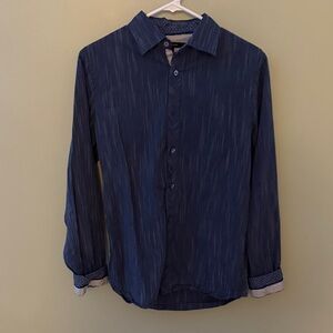 Tahari Men's Blue Casual Button-Down Cotton Shirt Size Small